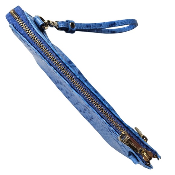 Brahmin Blue Vibrant Azure Melbourne Clutch Wristlet Crocodile Embossed Leather - Picture 5 of 16